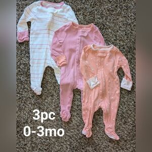 Cloud Island Pink and Peach Footed One Piece Set